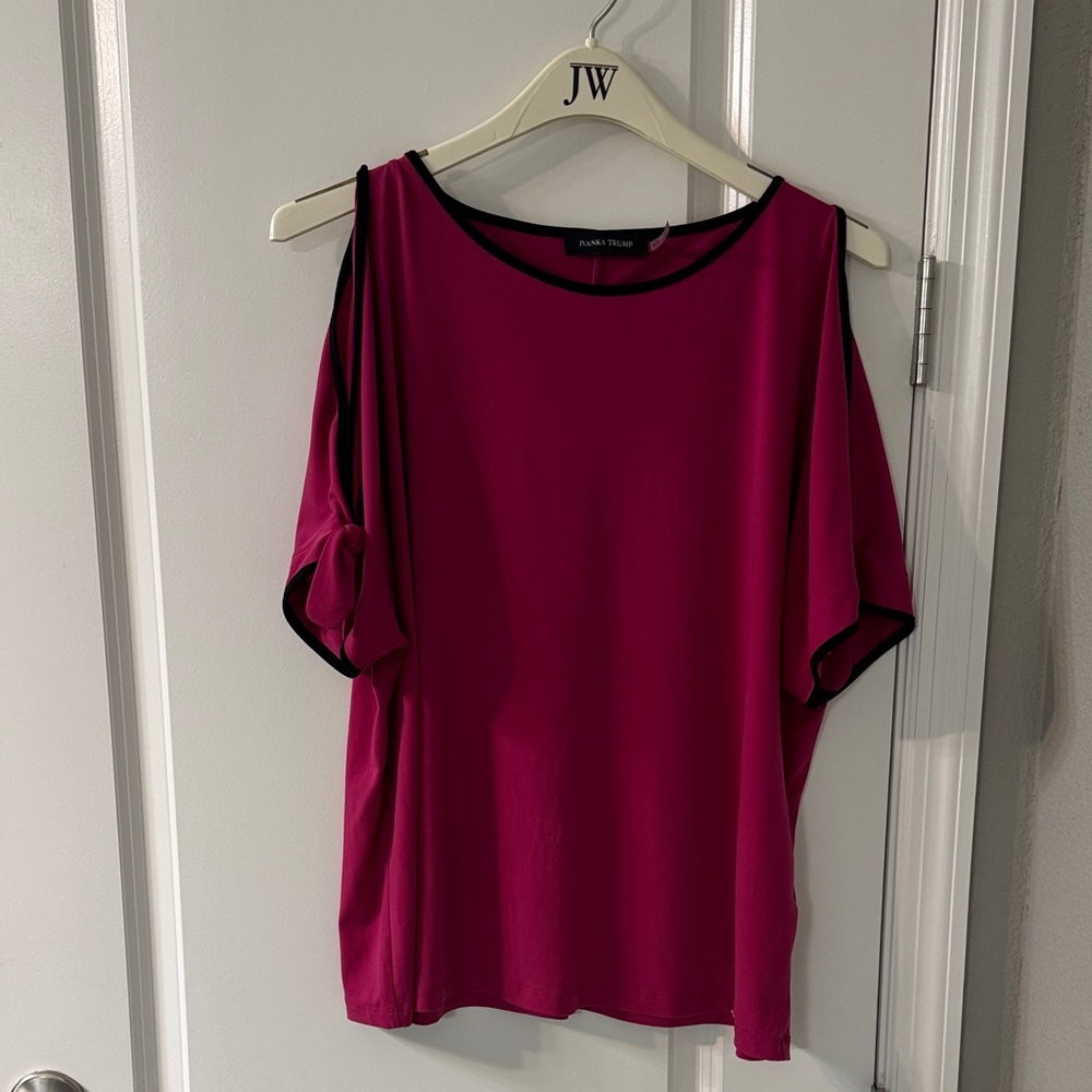 Ivanka Trump Magenta Cold Shoulder Blouse